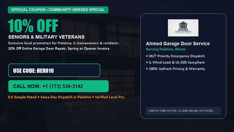 Ahmed Garage Door Service 10% OFF Seniors & Military Veterans in Palatine, IL